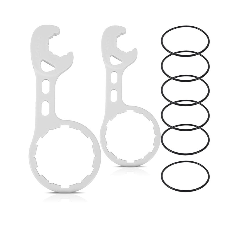Calvana 2 Water Filter Wrenches with 6 Durable Rubber O-Rings, Compatible with GE Water Systems GXWH20F, GXWH04F, GXRM10RBL, GX1S01R, Quick Installation & Removal Tool, White - Image 1